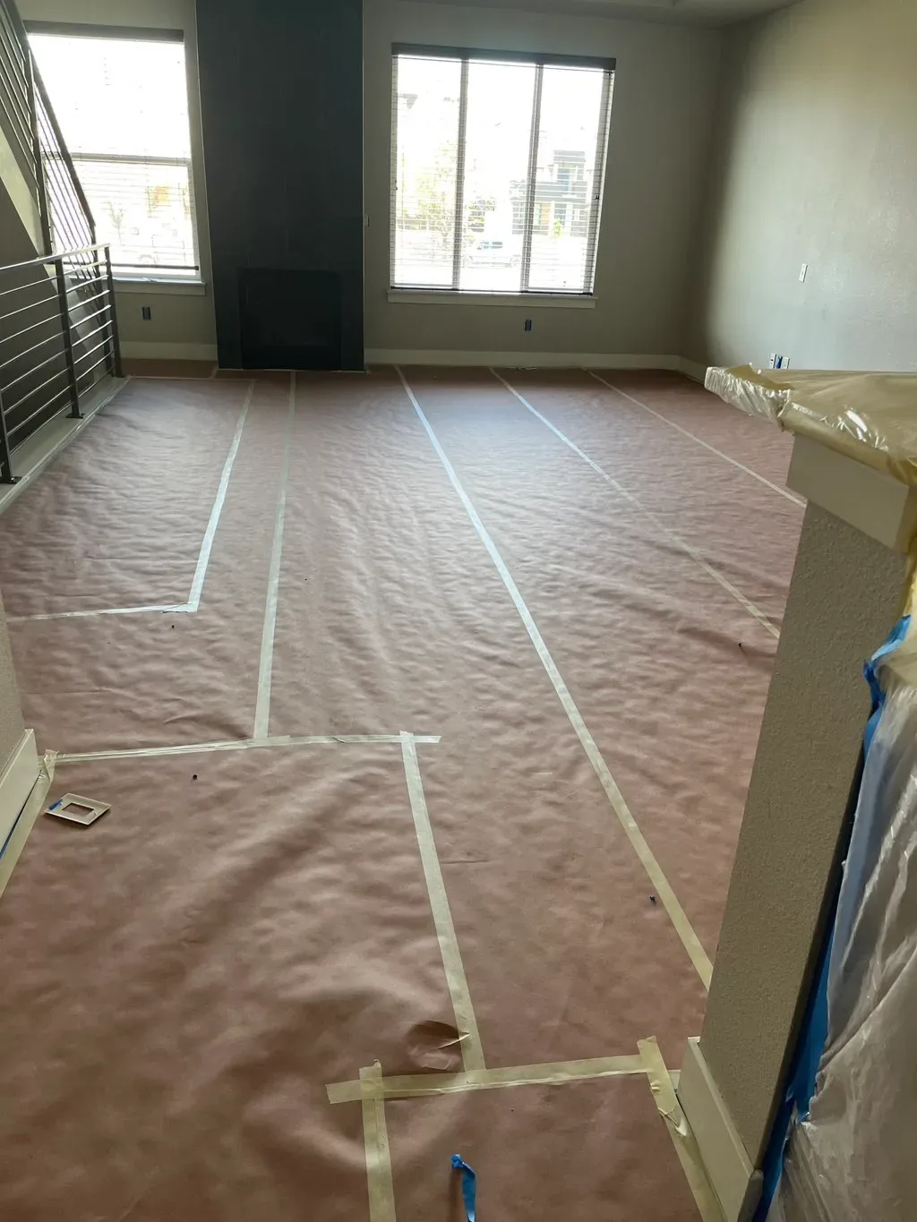 Floor protection before interior painting in a Denver home